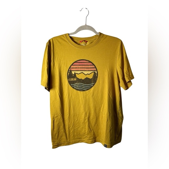 L.L. Bean Other - L.L. Bean Graphic T-Shirt Yellow Sunset Mountain M Slightly Fitted